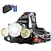 2 Pack Brightest LED Headlamp 6000 Lumen flashlight - IMPROVED LED, Rechargeable 18650 headlight flashlights, Waterproof Hard Hat Light, Lumen Bright Head Lights, Running or Camping headlamps