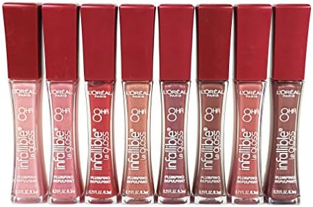 (8 Colors) L'Oreal Paris Infallible LeGloss 8HR Plumping Lip Gloss - Complete Collection