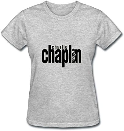 Yhdjk Women's Charlie Chaplin Logo T Shirt Grey M