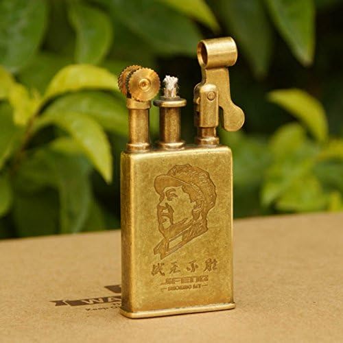 Youfeel High-grade Copper Trench Lighter, Wheel Kerosene Lighter Vintage Fine Copper Windproof Creative Personality Brass Lighter, Chairman Mao