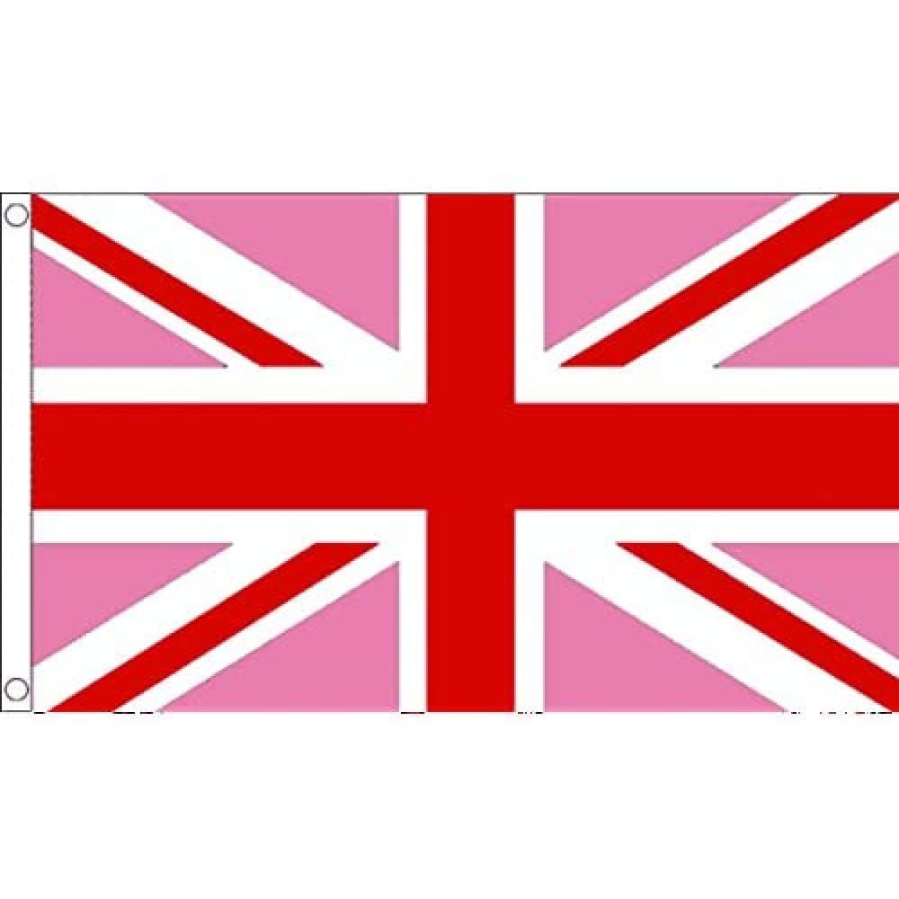 AZ FLAG - Union Jack Pink Flag - 2x3 Ft- 100D Polyester Pink Uk - United Kingfom Banner with Two Metal Grommets - Fade Resistant - Vivid Colors - 2' x 3' Feet - 90x60 Cm