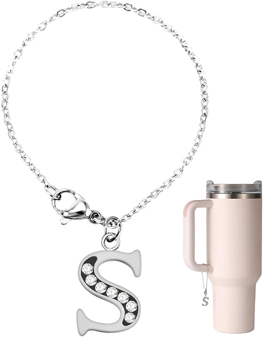 2-Pack Stainless Steel Letter Charms With Pearl Chain For Stanley Cup - Personalized Tumbler Accessories - View #6