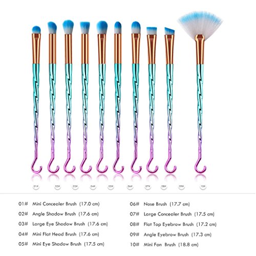 TiTCool Makeup Brushes 10pcs Set Clearance! Hook EyeShadow Brush Cosmetics Blending Brush Tool (A)