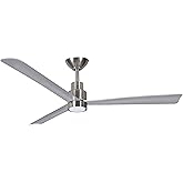 MINKA-AIRE F787L-BNW Simple 52" 3-Blade LED Indoor/Outdoor Ceiling Fan in Brushed Nickel Wet and Silver Finish Blades with Et