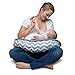 Boppy Luxe Nursing Pillow and Positioner, Chevron Whales, Ultra-soft minky fabric on one side with adorable appliqué and coordinating piping