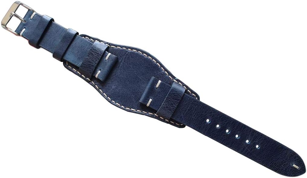 Watchband Handmade Leather Strap Bund Combo Dark Blue