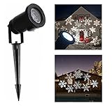 JulyFire Moving Snowflakes Projector Light, White Christmas Projection Spotlight, LED Landscape Projector Light for Indoor/Outdoor Decor, Xmas Light, Halloween Decoration, Wall Light, Party Light