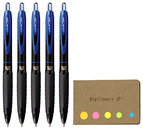 Signo 307 Retractable Gel Ink Pen, Extra Fine Point 0.5mm, Blue Ink, 5-Pack, Sticky notes Value Set