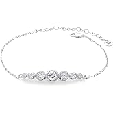 BHUBREA 1.37CT Moissanite Bar Bracelet for Women 925 Sterling Silver D Color VVS1 Clarity Moissanite Bracelet Jewelry for Her Wife Mom