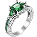 XAHH White Gold Plated Engagement Wedding Band for Women Square Created Emerald Green 1.5Ct Cz Band Size 9