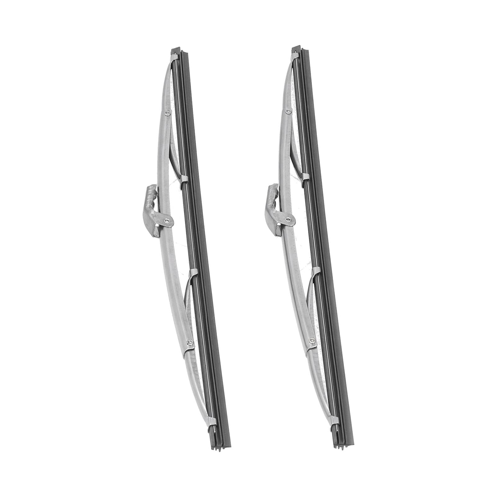 Photo 1 of Luatoxry Front Wiper Blades Set, 12in Front Wipers Pair, Universal Windshield Wiper Blade, Stainless Steel Windshield Wipers Blades Polished Silver with Rubber Pad for Most Cars