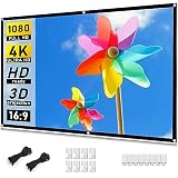 Taotique Projector Screen 72 inch, 4K Movie Projector Screen 16:9 HD Foldable and Portable Anti-Crease Indoor Outdoor Projection Double Sided Video Projector Screen for Home, Party, Office, Classroom