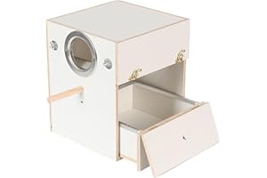 Baoblaze Wooden Bird Breeding Box for Budgies and Parrots, Nesting Box with Perch and Pull-Out Drawer for Easy Cleaning, Suit
