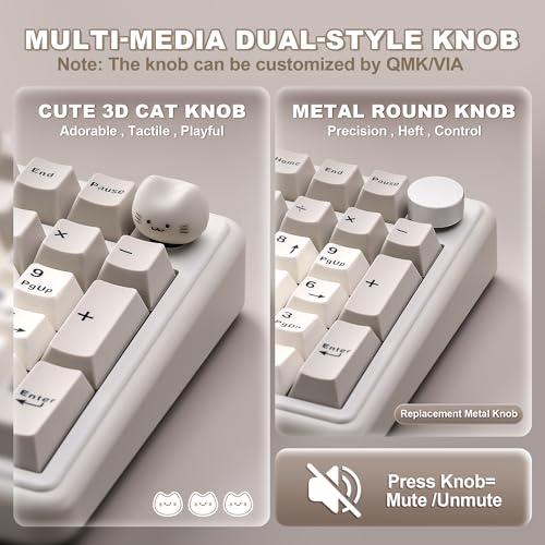 YUNZII B98 PRO QMK/VIA Wireless Mechanical Gaming Keyboard, 96% Layout with Numpad and Cute Cat Knob, BT/2.4G/USB-C, Hot Swap Custom Gasket Keyboard, RGB for Win/Mac (Beige, Candy Linear Switch)