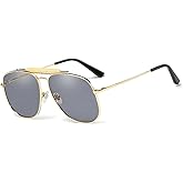 Freckles Mark Unique Retro Sunglasses for Womens Mens Double Bridge Aviator Sunglasses