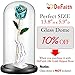 DeFaith Real Rose 24K Gold Dipped, Forever Gifts for Her Valentines Day Anniversary Wedding and Proposal, Attractive Luster and Natural Shape - Teal Blue with Moon Stand