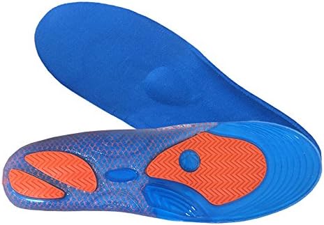 TPR Silicone Gel Insoles for Basketball Sports, Arch Support and Shock Absorption Inserts with Blue Velvet Fabric (Women's Size 5-10)
