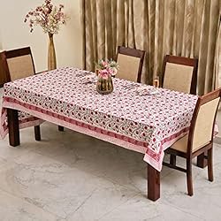 Ridhi -Sangria Red Cotton Tablecloth, Handblock