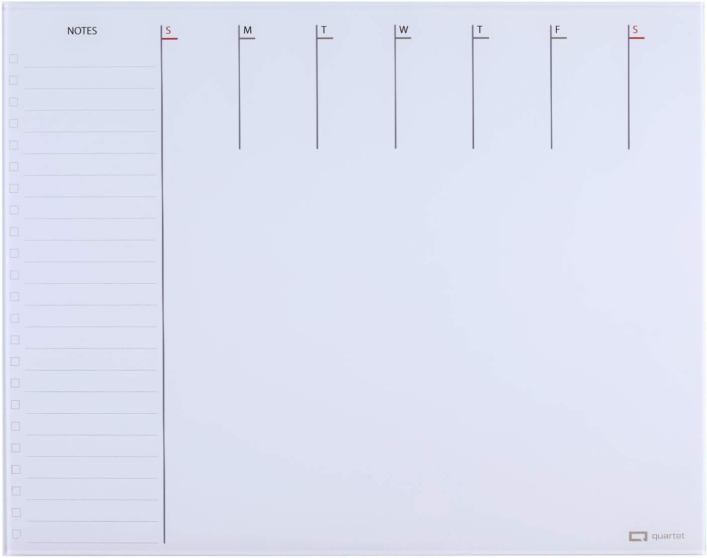 Quartet Glass Desktop Weekly Planner, 17" x 22", Whiteboard, Dry Erase Surface, White (GDP2217W)