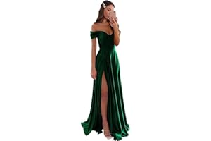 GODCUN Satin Bridesmaid Dresses Long V Neck Ruched Off The Shoulder Formal Prom Dresses for Women