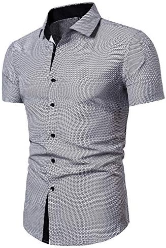 LOCALMODEMen's Regular Fit Cotton Business Casual Shirt Solid Short Sleeve Button Down Dress Shirts