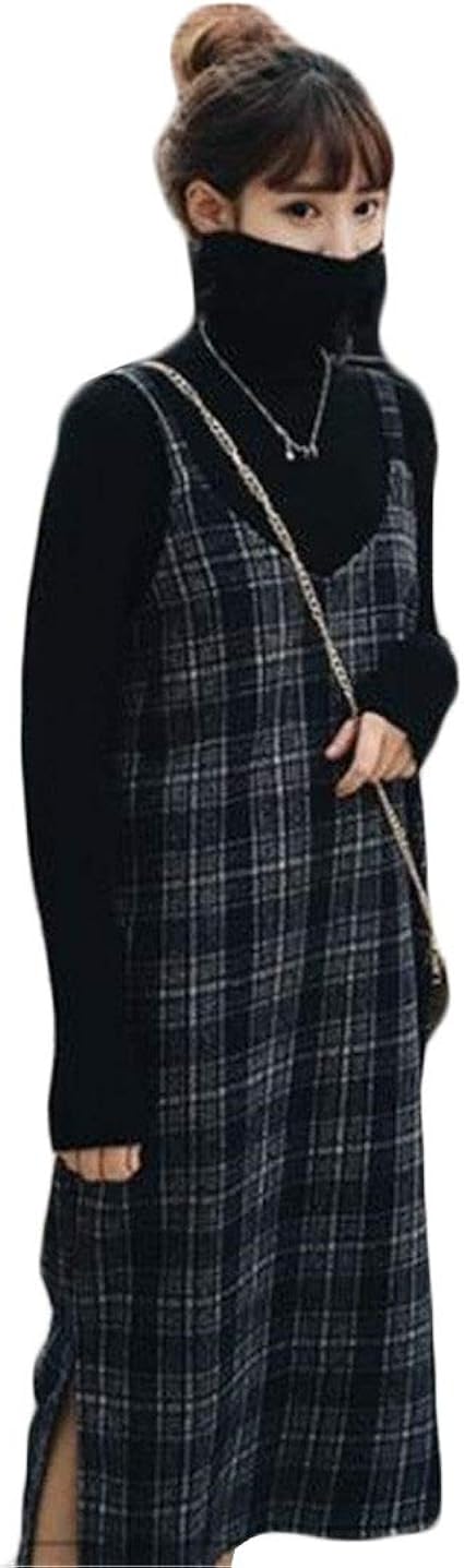 Amazon Co Jp ディーハウ 秋冬 ニット 2点セット レディース ジャンパースカート セットアップ 膝丈 ミモレ丈 トップス セーター ハイネック 暖かい ワンピース キレイめ 長袖 結婚式 服 ファッション小物