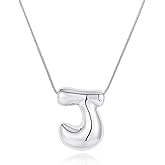 FCBTOCO Initial Necklace for Women,Gold Silver Bubble Balloon Letter Necklace,Dainty Personalized Puffy Chunky Name Necklaces,Trending Jewelry Gift