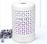 Neto Ceramic Electric Ultrasonic Aroma Diffuser for Essential Oils with 7 Color LED Light, Timer Settings, 120 ml