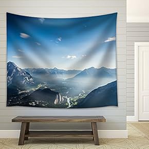 Landscape with Mountain Under The Blue Sky - Fabric Wall Tapestry Home Decor - 51x60 inches