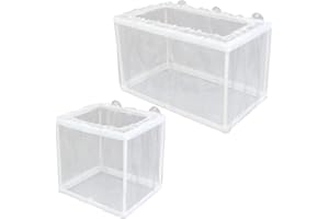 2 Pcs Aquarium Breeder Box Set with Nylon Mesh,Suction Cups Included-Small Breeding Isolation Net for Fry,Guppy Hatching,Trop