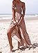 ZESICA Women's Off the Shoulder Floral Print Split Beach Party Maxi Dress,Pink,X-Large