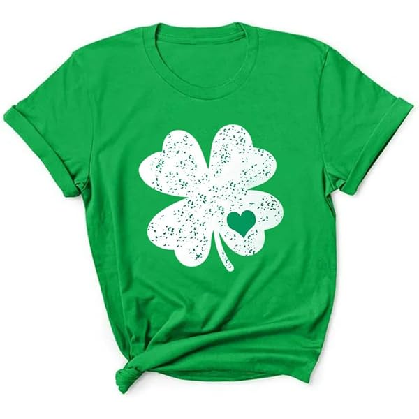 St. Patrick's Day Shamrock T-Shirt Damen - Grün, Glitzer, Oversized, Aus Baumwolle