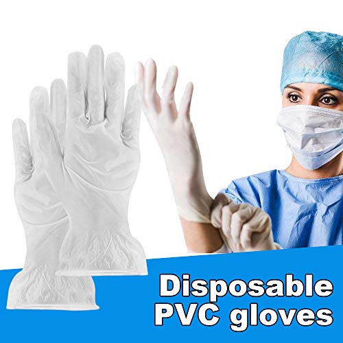 100 pcs Nitrile Gloves Rubber Comfortable Disposable Mechanic Nitrile Gloves Exam Gloves Durable (White, M)
