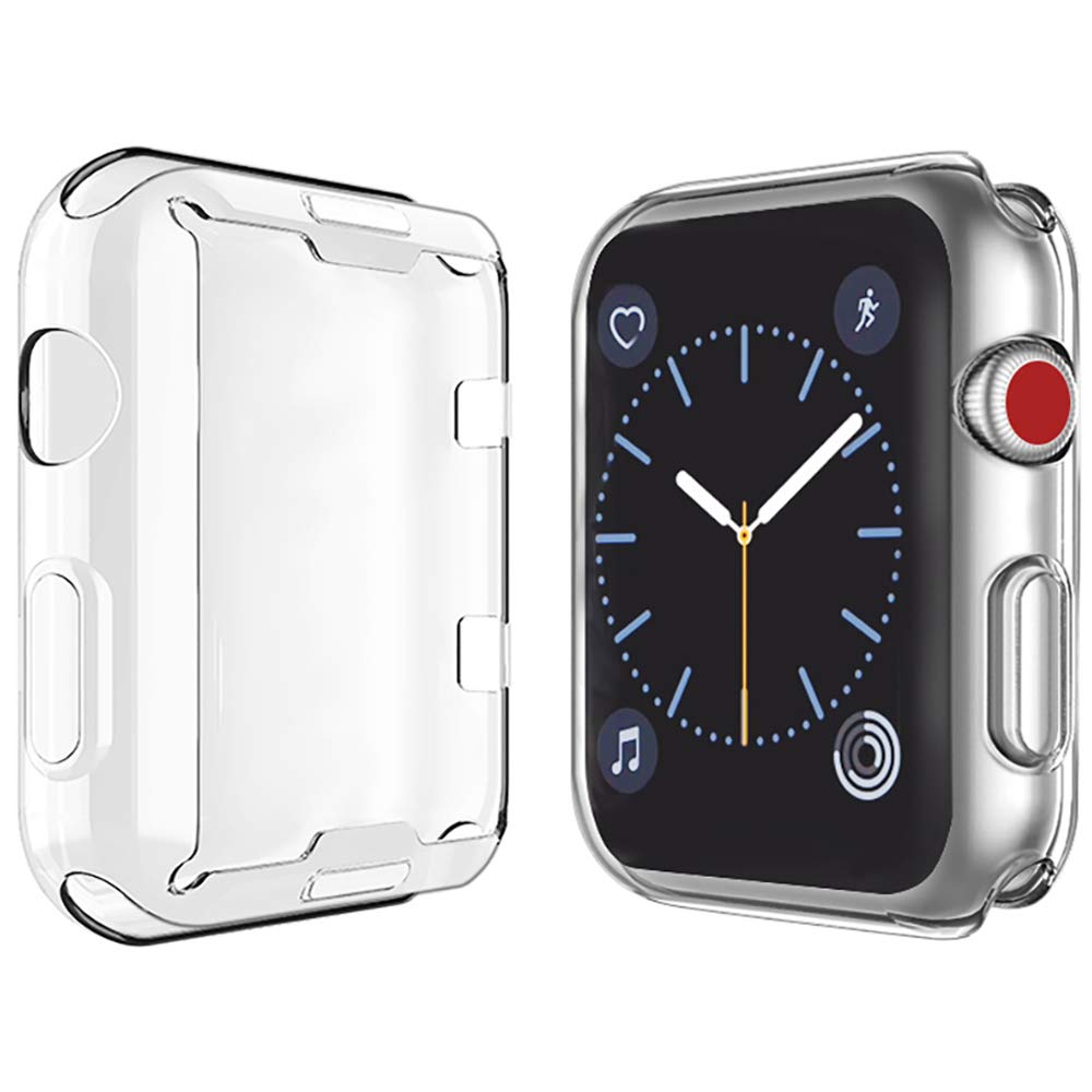 Yolin [2-Pack] All-around TPU Screen Protector Compatible with Apple Watch Series 3 38mm, Soft Protective Case For iwatch 38mm (2 Transparent)
