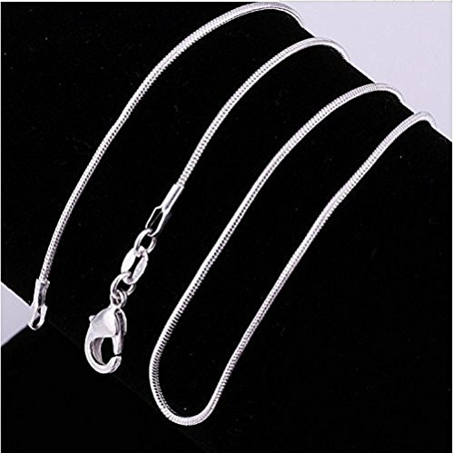 Hupplle 10pcs 24" 24 Inch Silver Plated 1.2MM Snake Chain Necklace New (24"24")