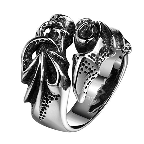 [Black Forces] Men's Vintage Gothic 316L Large Stainless Steel Ring Band Classic Heavy Punk Biker Ring TIVANI Retro Accessories