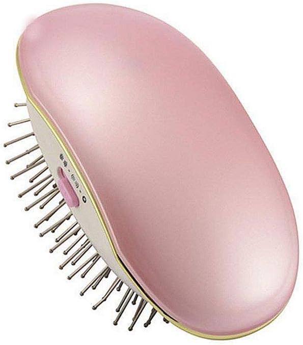 Electric Hair Brush for Women Mini Lonic Straightener Hair Portable Antistatic Eliminate Frizz and Lock Water (Pink)