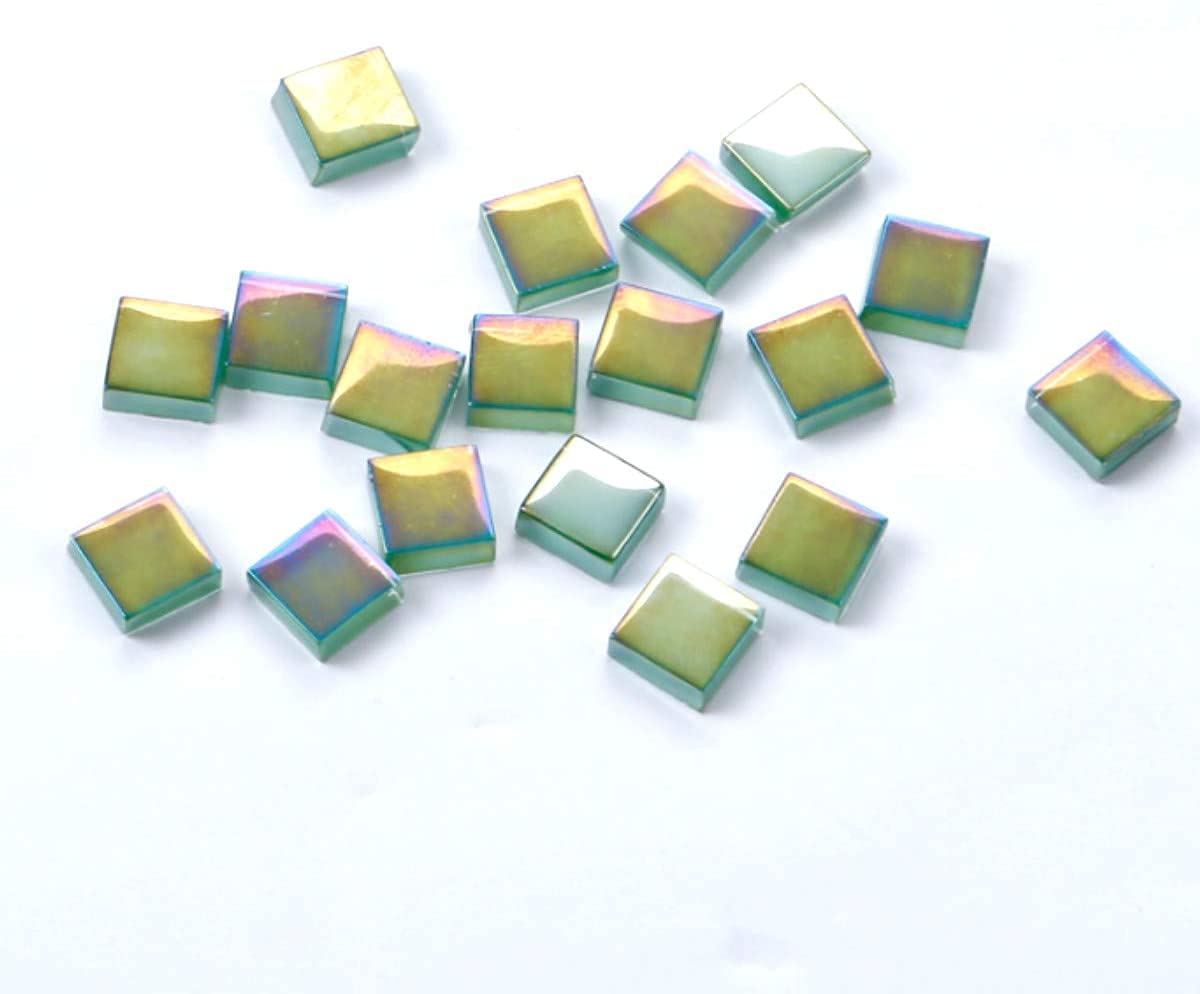 BTMIEY Mixed Color Crystal Mosaic Tiles,200pcs/bag Square Glass Mosaic Tiles for DIY Crafts Supplier Laser Crystall Mosaic Tile Creative Art Material (Green)