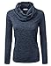 Doublju Womens Cowl Neck Heather Knit Sweater Top (Made In USA)