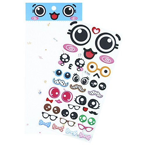 Big Eyes Stickers with Lips, Glasses, Beard, Ties PVC Foam Eyes Decals