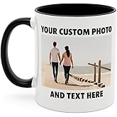 Personalized Coffee Mug | Custom Photo, Text, or Logo Cup (11oz, Black Rim, Inner, and Handle) |Dishwasher & Microwave Safe |Unique Gift for Men & Women –Taza Personalizada
