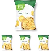 Amazon Fresh, Wavy Potato Chips, 11 Oz (Previously Happy Belly, Packaging May Vary) (Pack of 4)