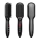 Enhanced Hair Straightener Brush Digital Hot Air Brush Ionic Straightening Comb, 450 Degrees, Auto Shut Off, Adjustable Temperature Suitable, Dual Voltage, Anti-Scald, MCH Heating (Black)