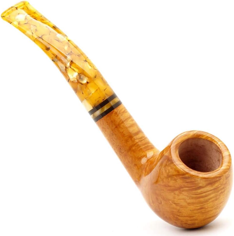 TnSok Tobacco Smoke Pipe Classic Delicate Honey Coating Nan Mu Solid Wood Tobacco Pipe with Honeycomb cigarette holder Smoking Gift for Elders Delicate Men's Gift (Color : Yellow, Size : 14x4x5cm)