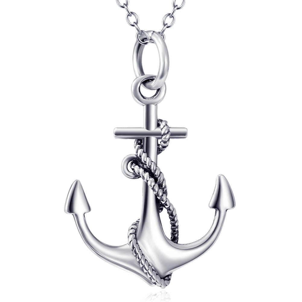 LUHE Anchor Necklace Sterling Silver Sailing Pendant Jewelry Sailor Gifts for Women