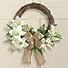 Pre-Lit LED Lighted Lily Wreath with Burlap Bow, White