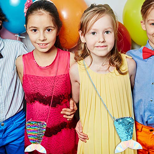 SallyFashion Meerjungfrau Geldbörse, 6 Stück Meerjungfrau Tasche Pailletten Geldbörse Kinder für Geburtstag Geschenk Mitgebsel Party