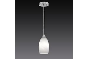 Viinew Mini Glass Pendant Light 1-Light with Handblown White Swirl Art Glass Adjustable Cord Brushed Nickel Finish 4.72" Modern Hanging Pendant Light for Kitchen Dining Room Living