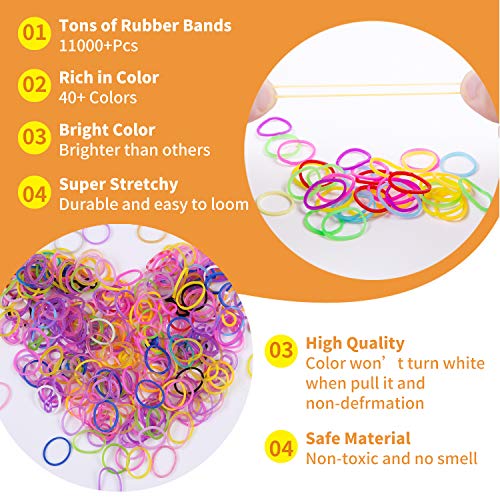 11900+ Rainbow Loom Rubber Bands Refill Bracelet Loom Kit with Charms & Colorful S Clips, in 40+ Colors - Thumbnail 4