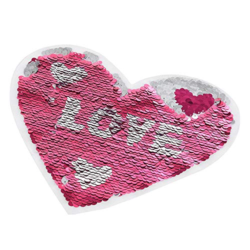 Magic Sequin Reversible Patch, Koolsants 1pc DIY Sew Decoration Appliques Bling Stickers Glitter Embroidery Patches Badge for Clothes, Dress, Bag, Hat, Jeans, Repair The Hole Stick, 6.3 x 7.5 inch